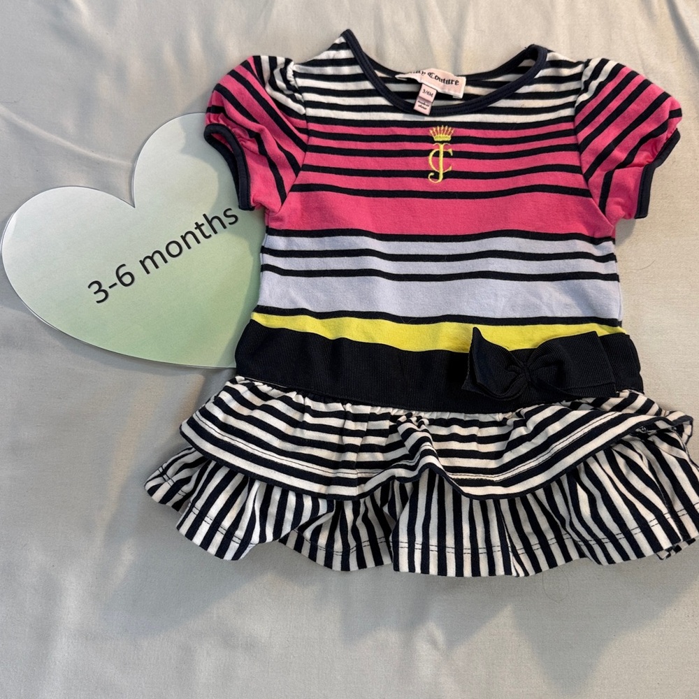 Juicy Couture - LIKE NEW - Pink and Yellow Short Sleeve dress with Ruffled Hem